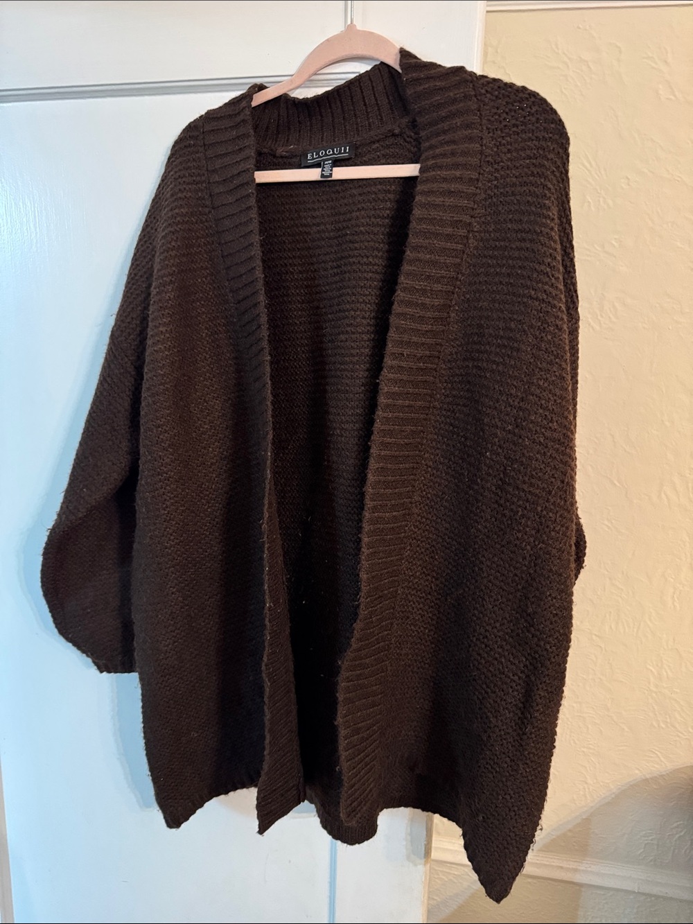 Eloquii Oversized Dark Brown Cardigan Sweater Size 14/16